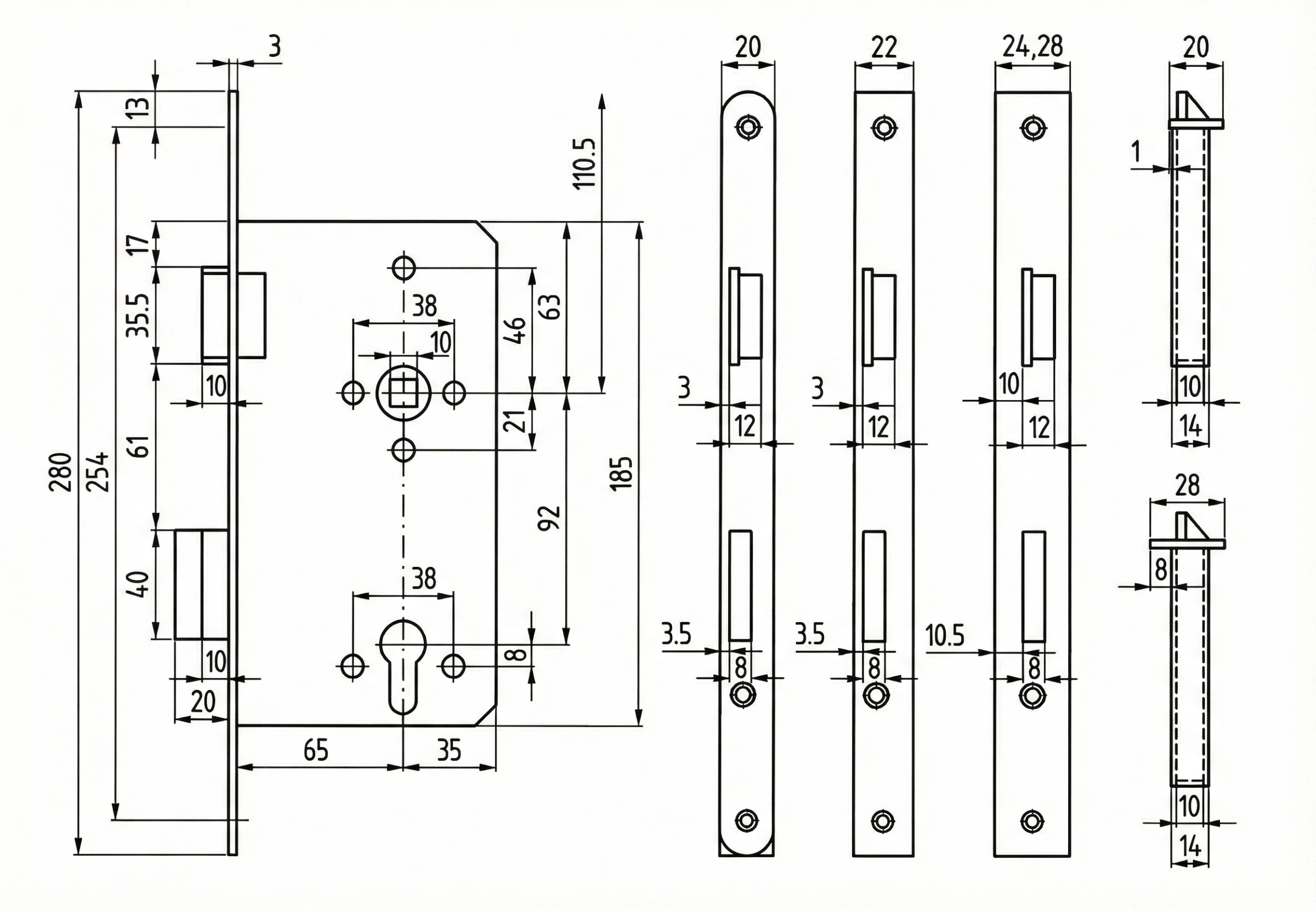 Technische Zeichnung 1290PR