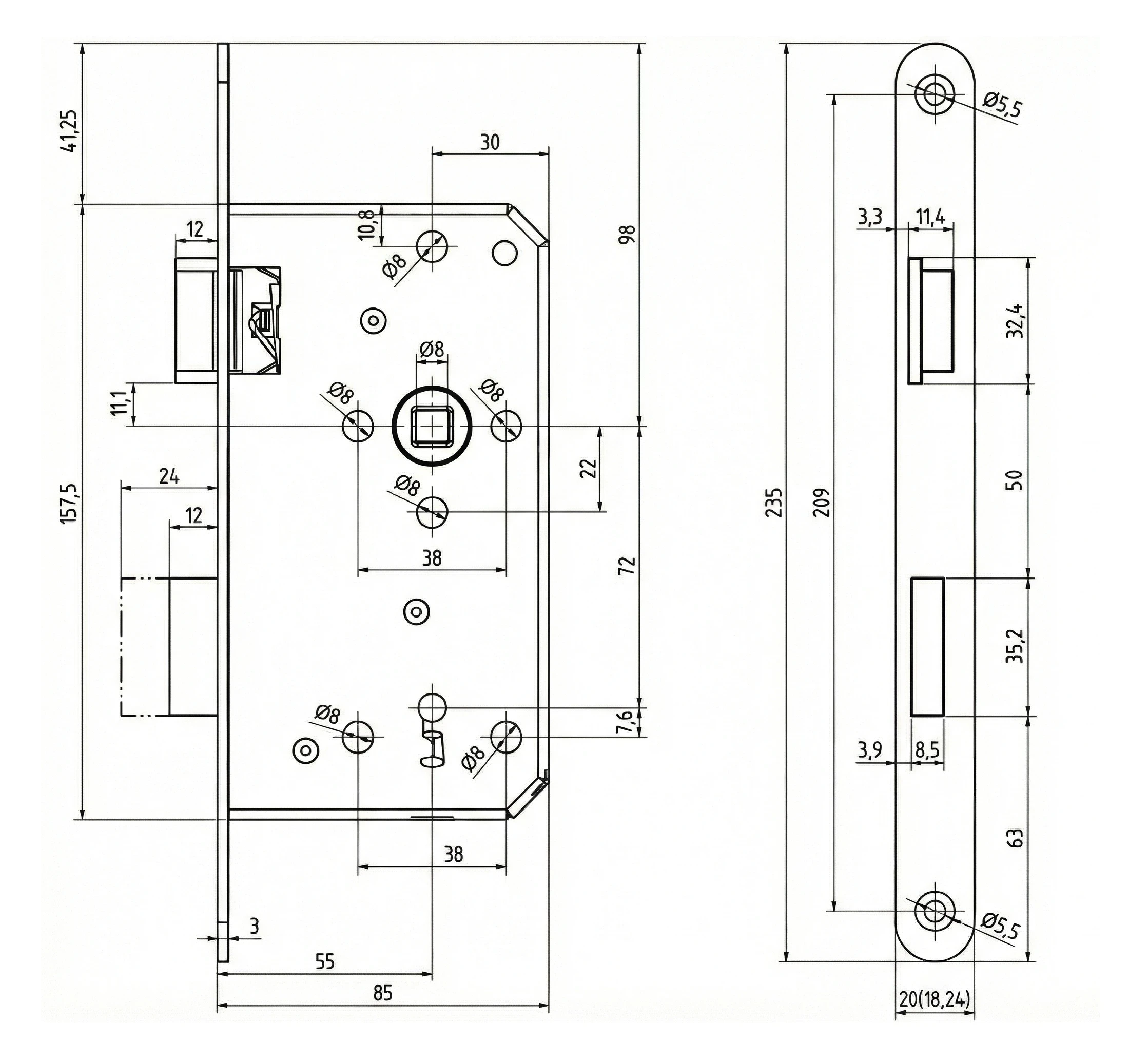 Technische Zeichnung 242BZ18KR