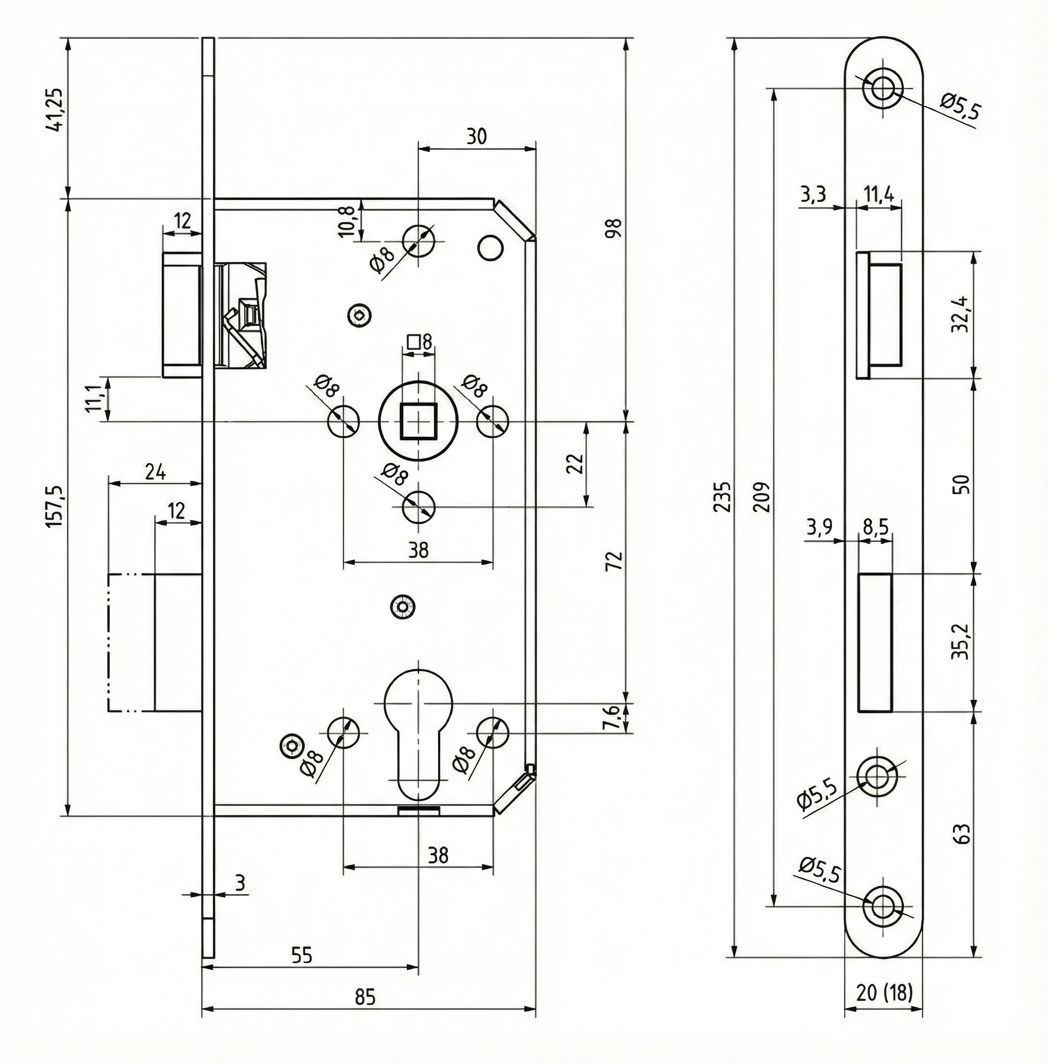 Technische Zeichnung 242PAF18RL