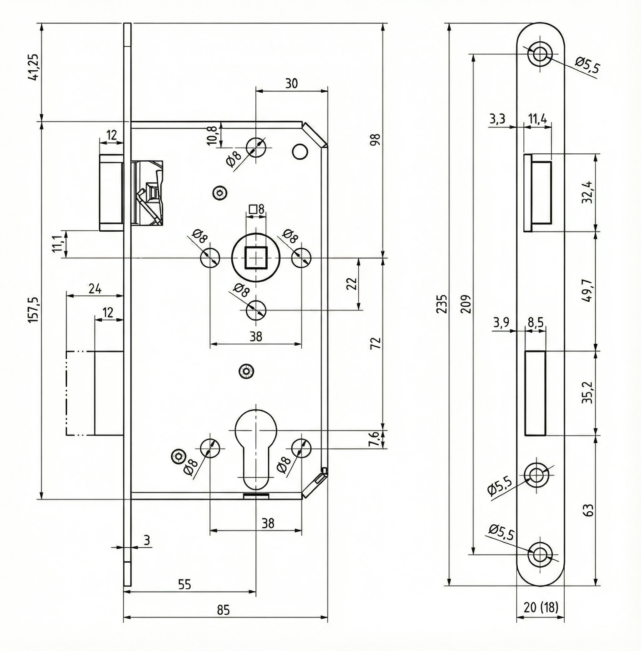 Technische Zeichnung 242PAF18RR