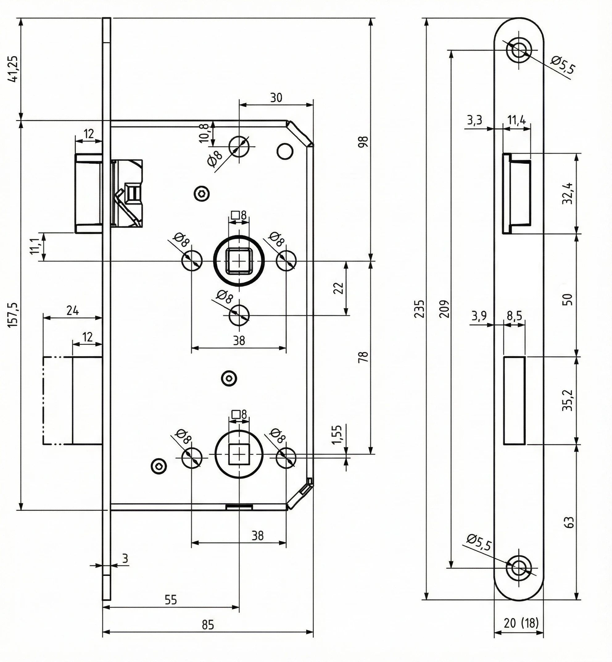 Technische Zeichnung 280BZ18RL