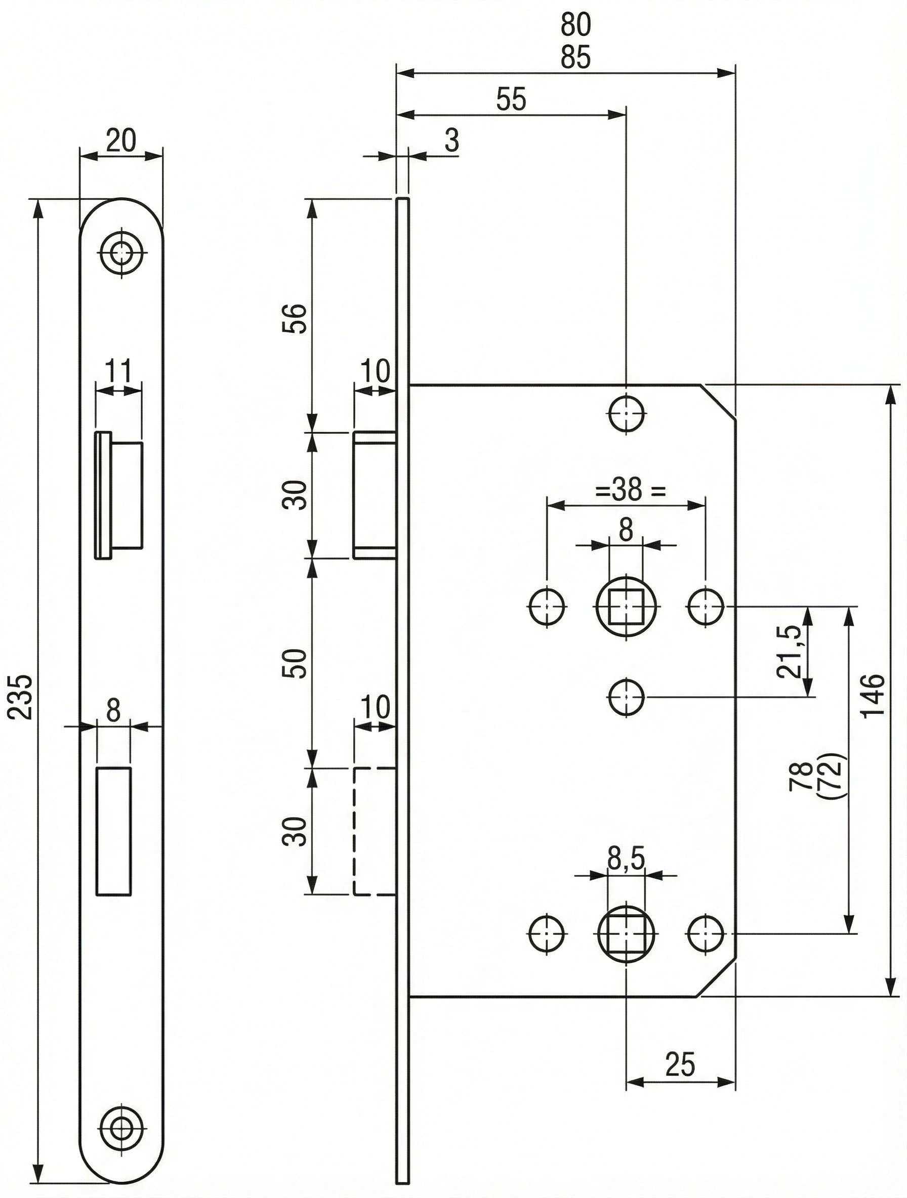 Technische Zeichnung 280K18RL