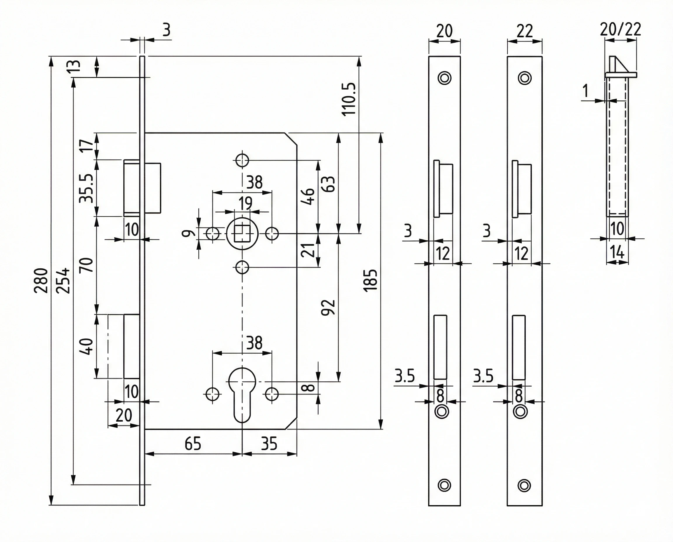Technische Zeichnung 290PPF20R